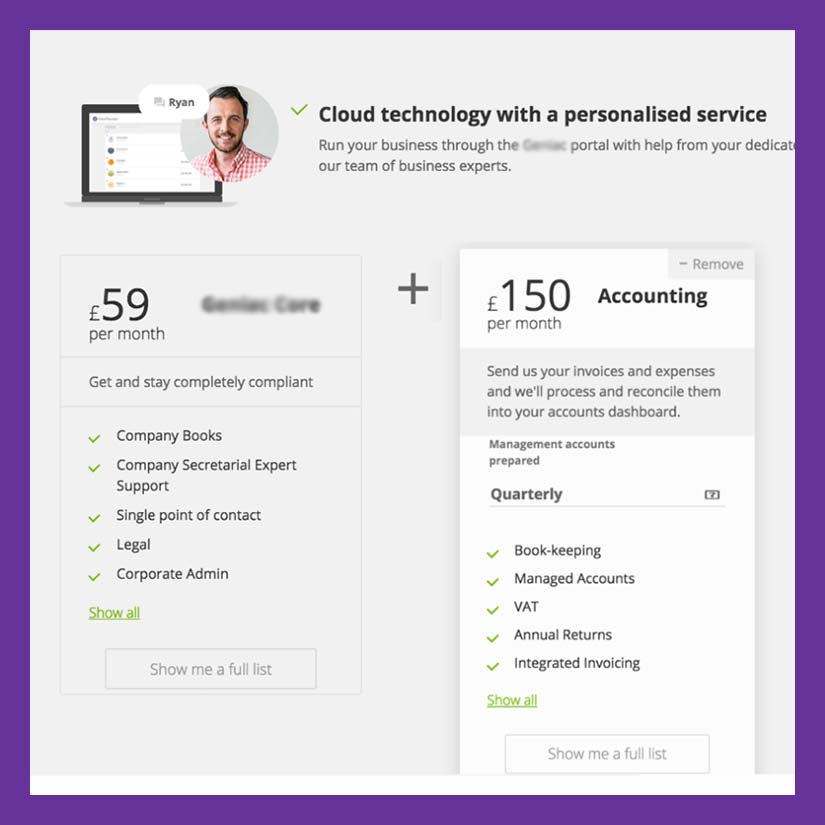 A screenshot of the SAAS business solution user interface